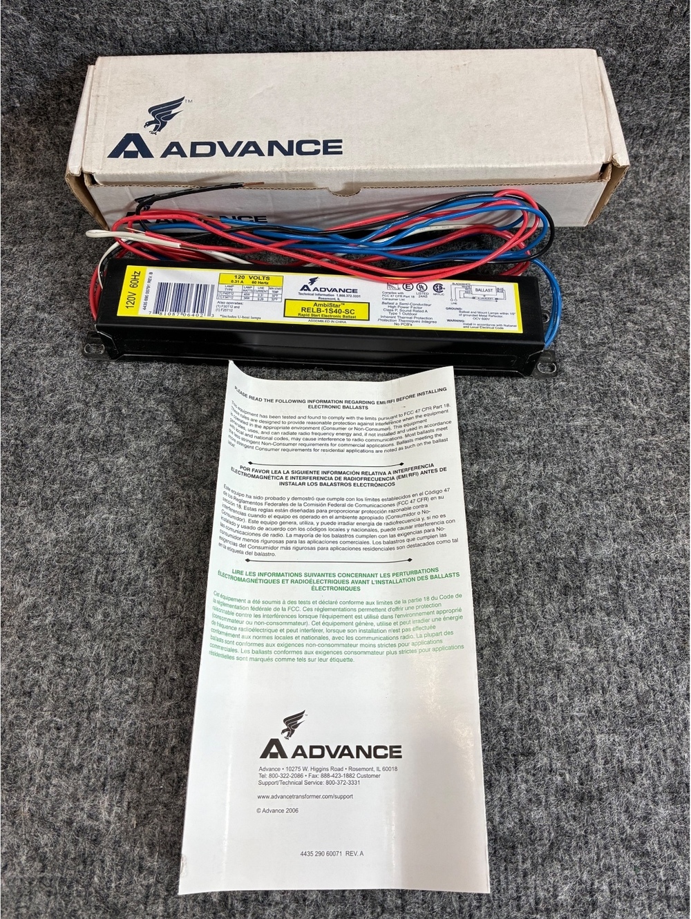 Advance AmbiStar RELB1S40SC Rapid Start Electronic Ballast for F40T12 Lamps